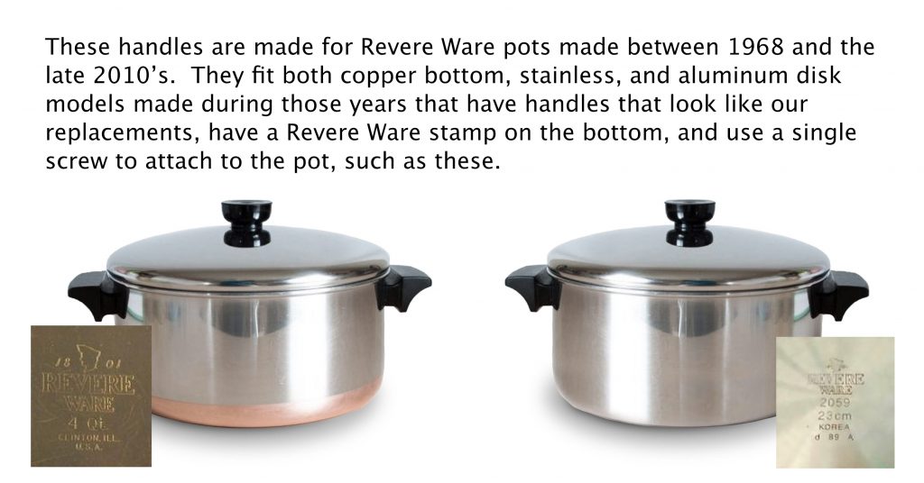 Replacement Vintage Revere Ware Pot/Dutch Oven Stock Pot  Handle Single Screw 