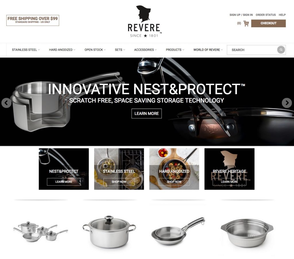 Revere Cookware World Kitchen Stainless Steel Copper-Clad Bottom 7-Piece  Set 