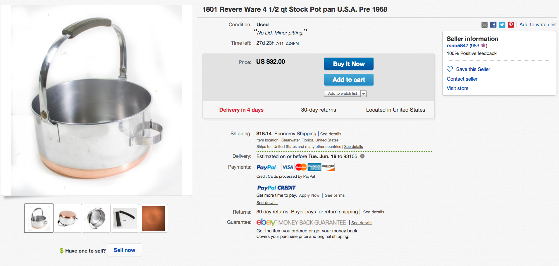 Revere Ware deal of the week bail handles pots Revere Ware Parts