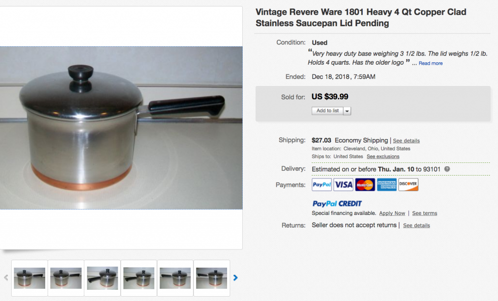 Sold at Auction: 10 Pieces Vintage Copper Cookware Including Revere