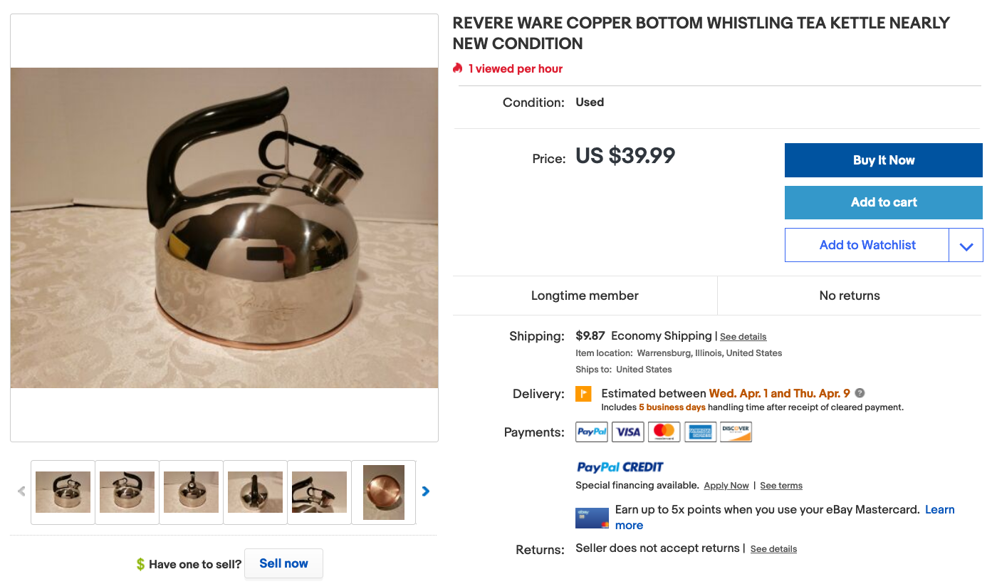 Nearly new Kettles on eBay Revere Ware Parts