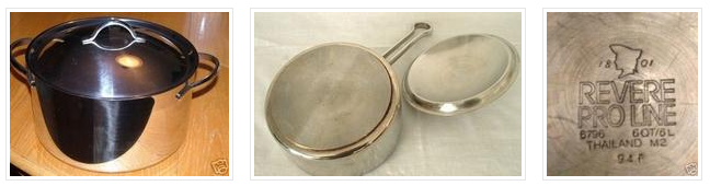 12 PIECES Vintage REVERE WARE 1801 Stainless Heavy COPPER Disc Bottom Pot  Set