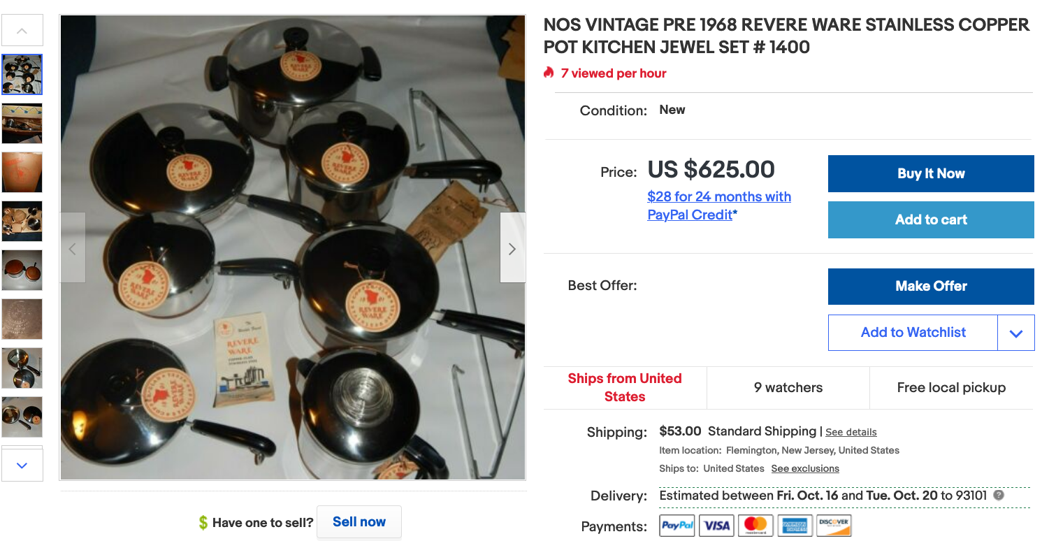 Vintage Revere Ware 9 Inch Saucepan Skillet USA