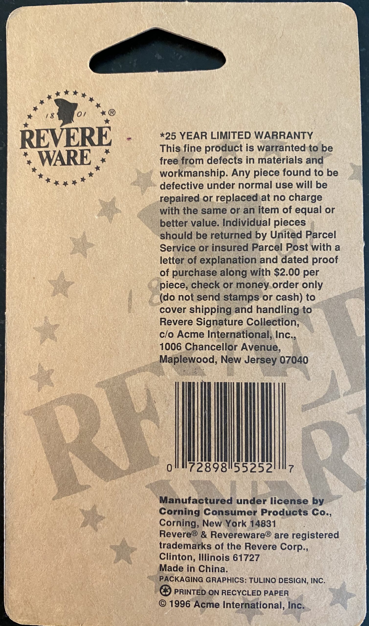 Warranty on a Revere Ware refrigerator Revere Ware Parts