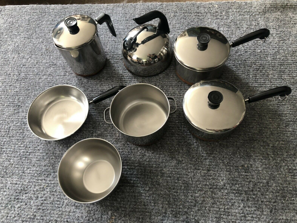 Vintage Toy Pots & Pans Set 1950s Revere Ware Silver With 