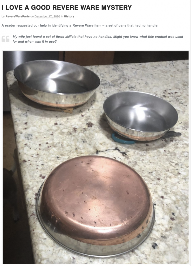 More mystery handle-less pans - Revere Ware Parts