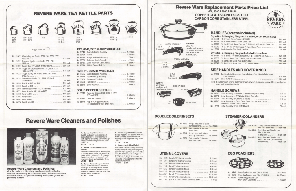 Revere Ware Pan/skillet 2-screw Handle Replacement Hardware Set (Med,  Large, X-large Handles) (Two Sets)