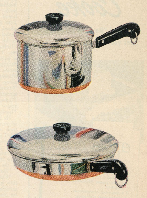 6 Piece Vintage Lot Set Revere Ware Copper Bottom Cookware Pots Pressure  Cooker