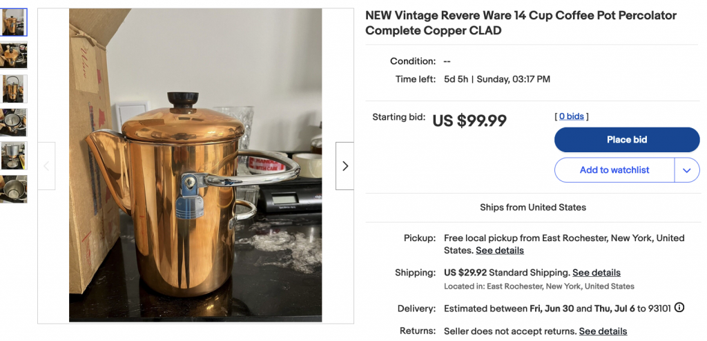 Full copper 14 cup percolator on eBay Revere Ware Parts
