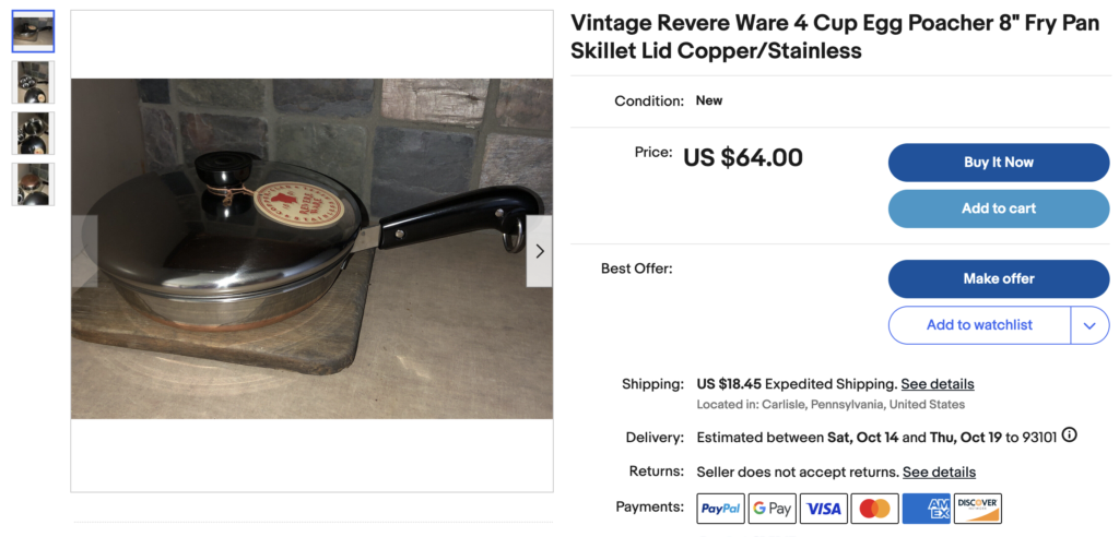 Revere Ware Listings - Parts